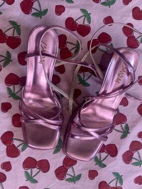 Pink wrap round heels